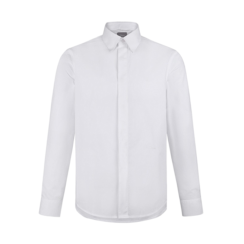 Dior Solid-Color Embroidered Long-Sleeve Shirt