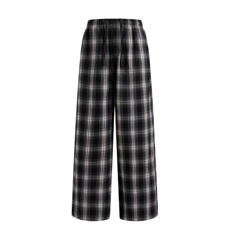 Paneled Plaid Sweatpants