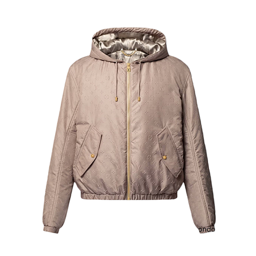 Louis Vuitton Gravure Embossed Cotton-padded Jacket Khaki Color