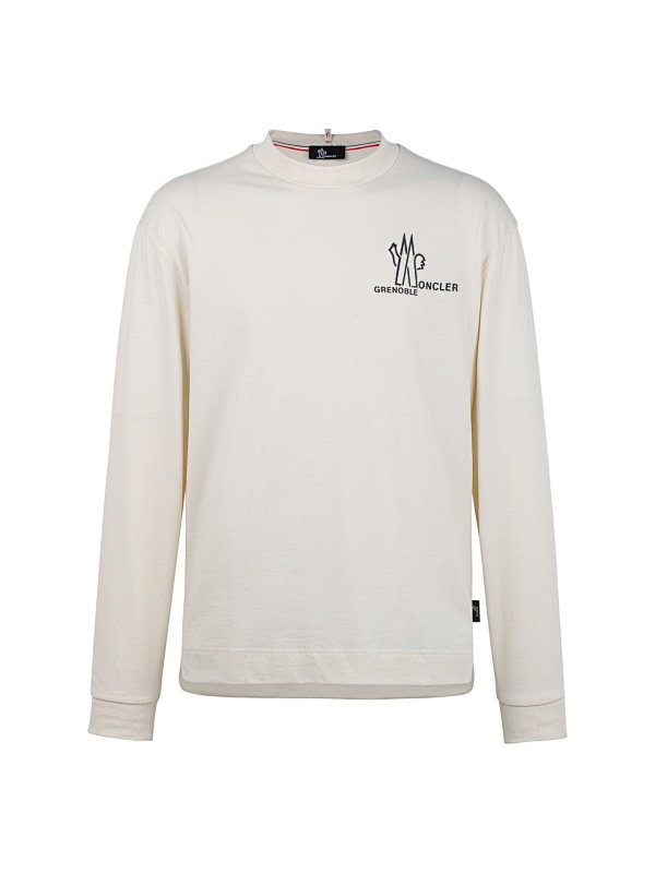 Round Neck Logo Long Sleeve Cotton T-shirt