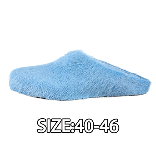 Birkenstock Horsehair Closed-Toe Slides Blue