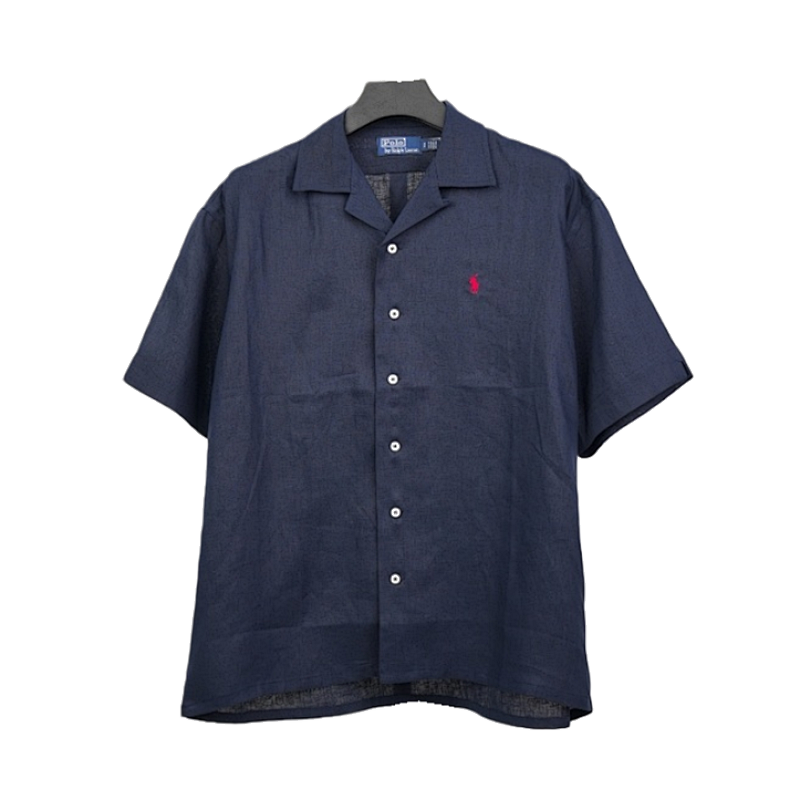 Off-White Polo Horse Embroidered Linen Short-sleeved Shirt