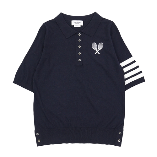 Tennis Racquet Five Button Polo Short Sleeve