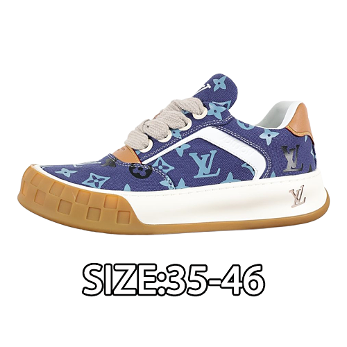 Cowhide Leather Biscuit Shoes Denim Blue Jacquard