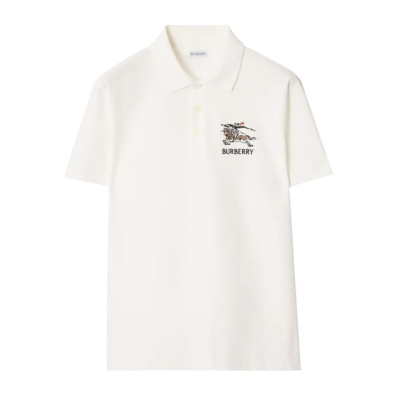 Chain-patterned Polo Shirt With Horse Riding Motif
