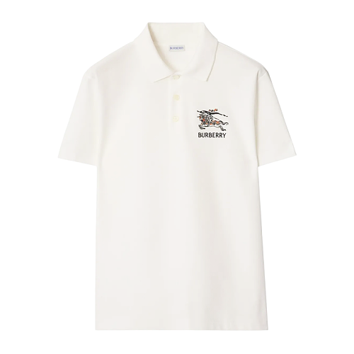Chain-patterned Polo Shirt With Horse Riding Motif