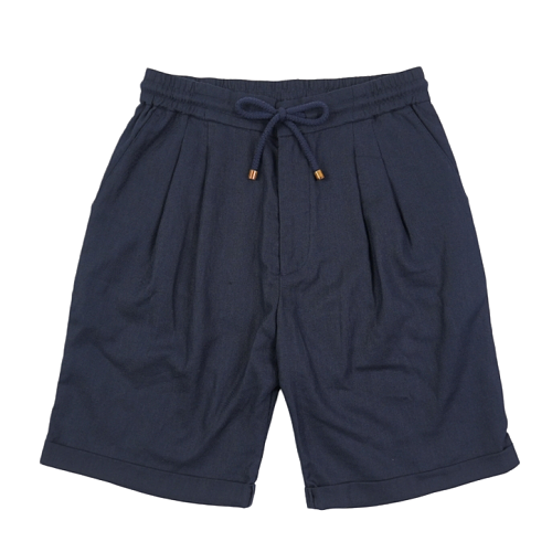 Tricolor Linen Pleated Shorts