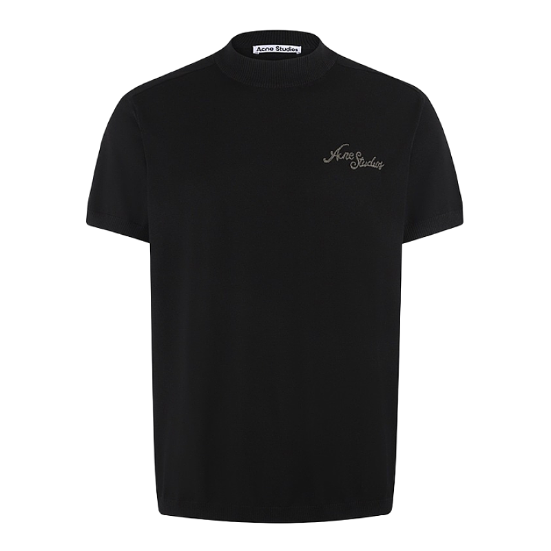 Embroidered Crew Neck Short Sleeve Sweater