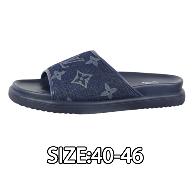 Louis Vuitton Denim Embossed Buckle-up Round Toe Sandals Men's Blue