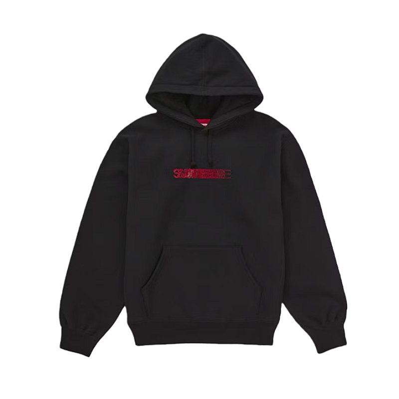 Supreme Sup 25Fw Rhinestone Phantom Letter Hooded Sweatshirt - Black