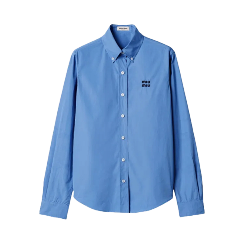 Miu Klein Blue Embroidered Shirt