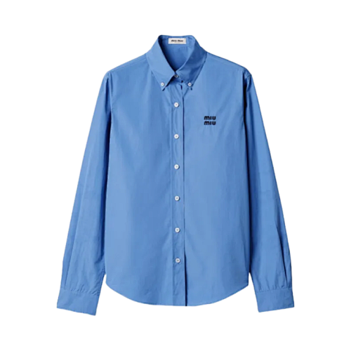 Miu Klein Blue Embroidered Shirt