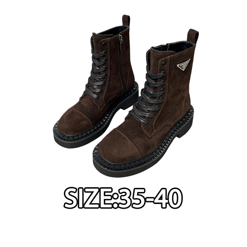 Prada Classic Triangle Logo Showstopper Combat Boots. This Year's Absolute Smash Hit. On T