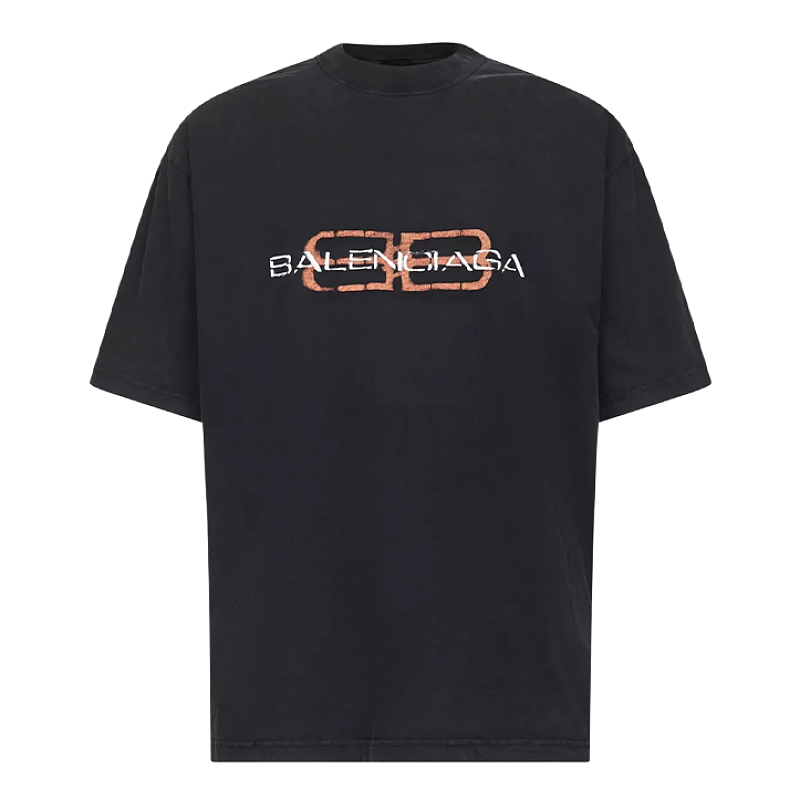 Mottled Mud-Dyed Short-Sleeve Shirt With Double-B Print