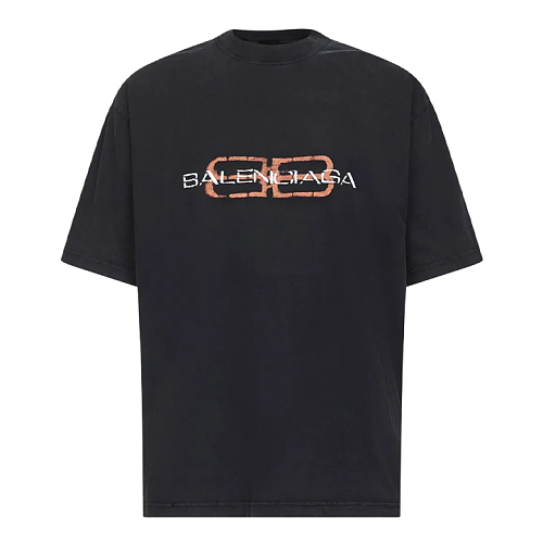 Mottled Mud-Dyed Short-Sleeve Shirt With Double-B Print