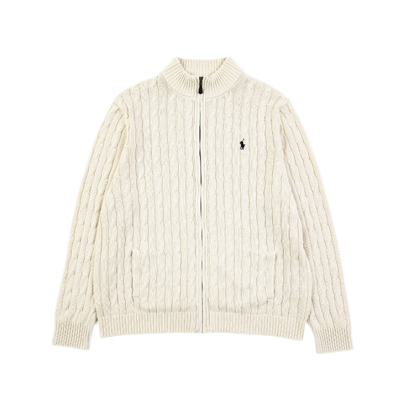 N7 Little Pony Cable Knit Full-Zip Sweater Jacket - Beige