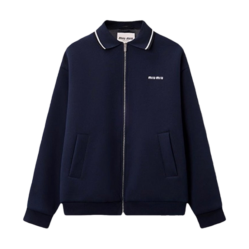 Miu Miu Striped Letter Embroidered Jacket