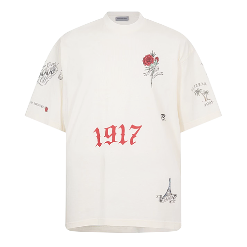 Off-White Rose Print Short-Sleeve
