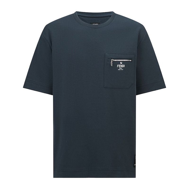Fendi Zippered Pocket With Printed Logo Short-Sleeve T-Shirt
