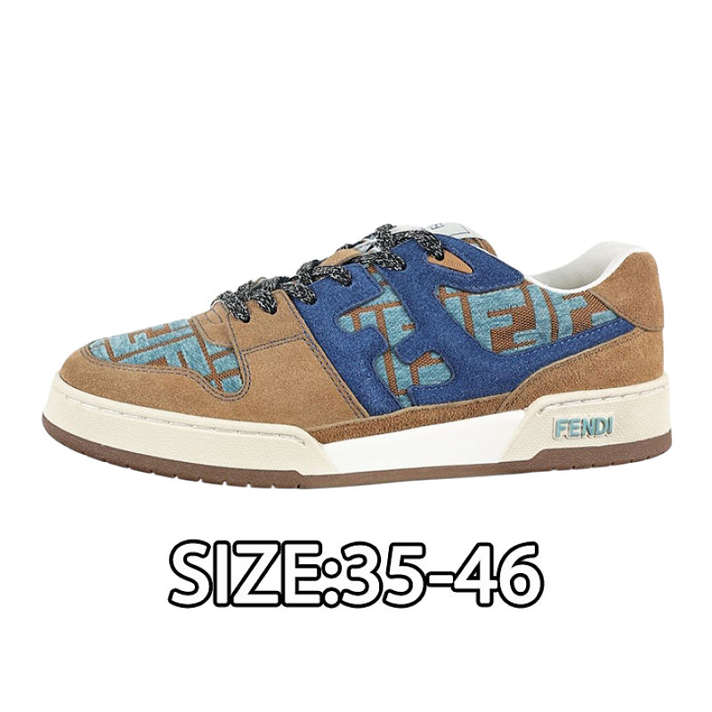Fendi Fashion Sneakers Blue-brown Vintage Pattern