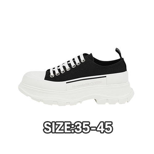 Alexander McQueen 68 A Lexander McQueenShoes Thick Sole Heightening Sneakers Black White