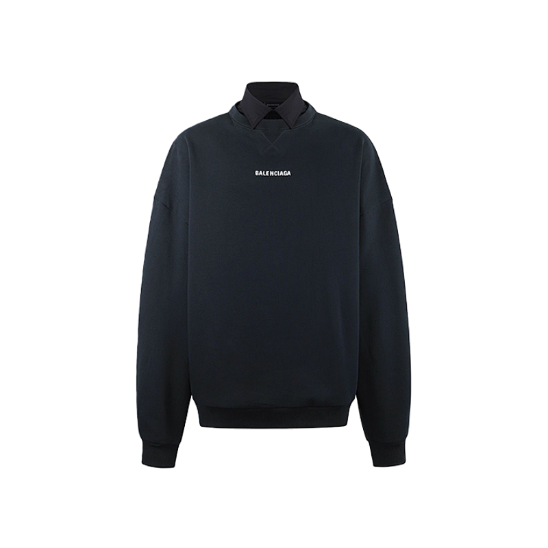 BLCG25SS Shirt Collar Embroidered Drop Shoulder Long Sleeve Sweatshirt