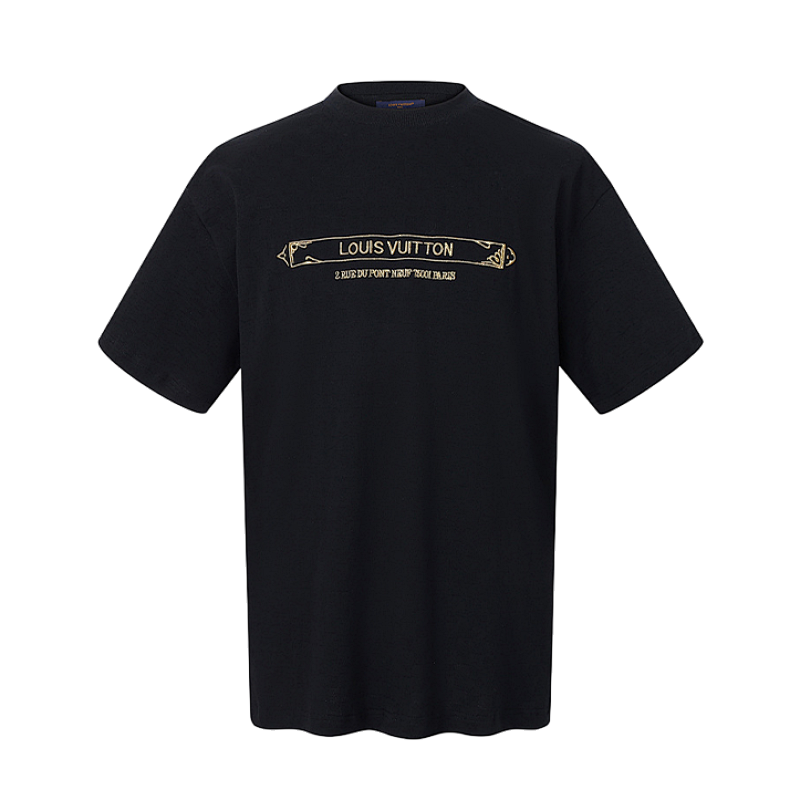 Damier Piqué T-Shirt With Gold Thread Embroidery