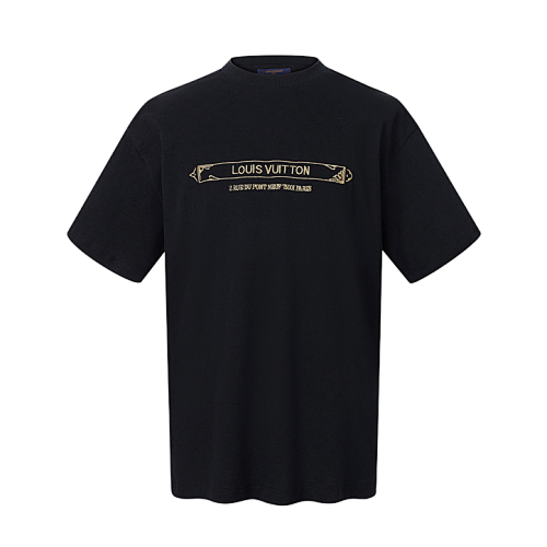 Damier Piqué T-Shirt With Gold Thread Embroidery