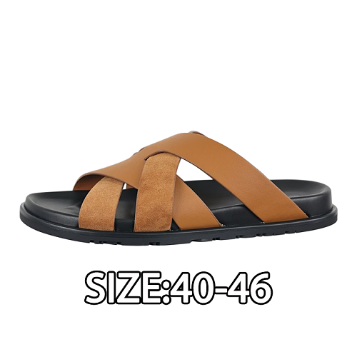 Calf Leather Cross-weave Strap Flip-flops In Black And Brown