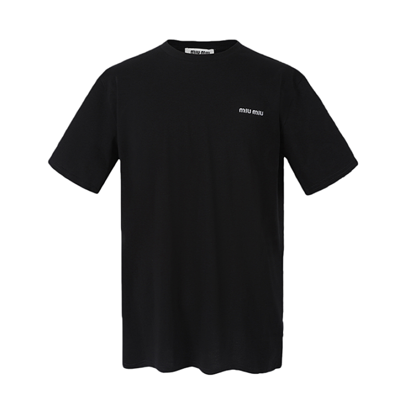 M IU Miu Embroidered Round Neck Short-sleeved T-shirt
