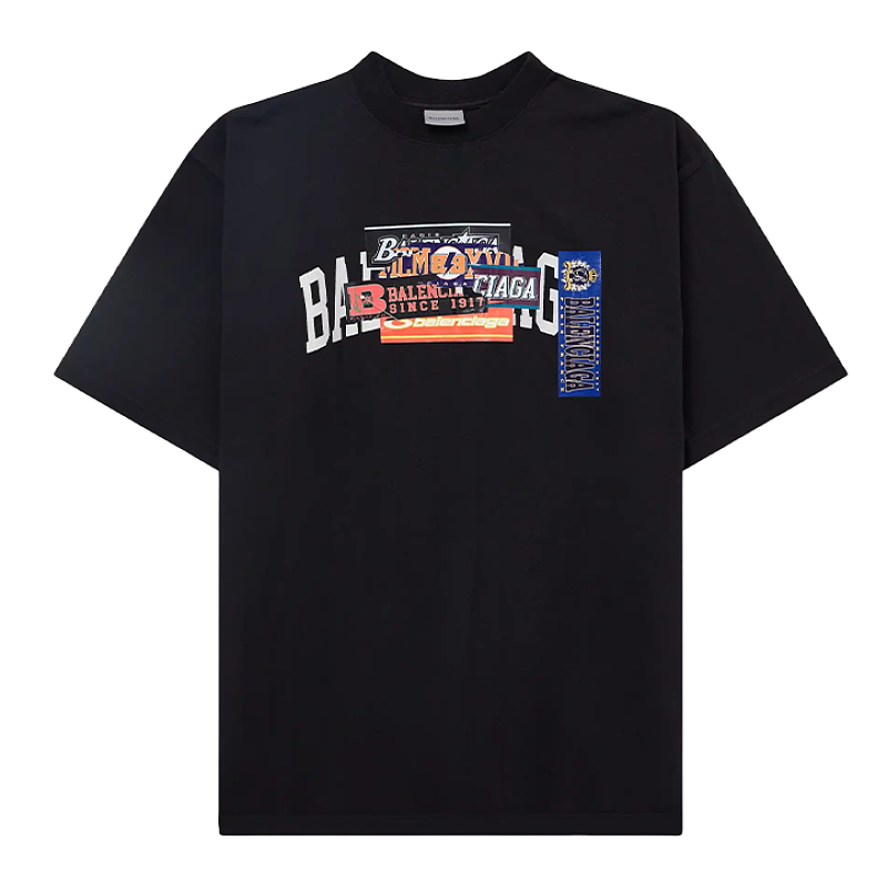 Layered Sticker Print Short Sleeve