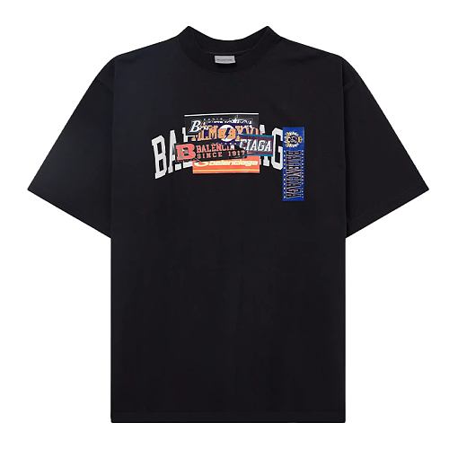 Layered Sticker Print Short Sleeve