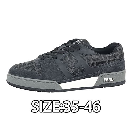 Fendi Fashion Sneakers Charcoal Black With Vintage Pattern