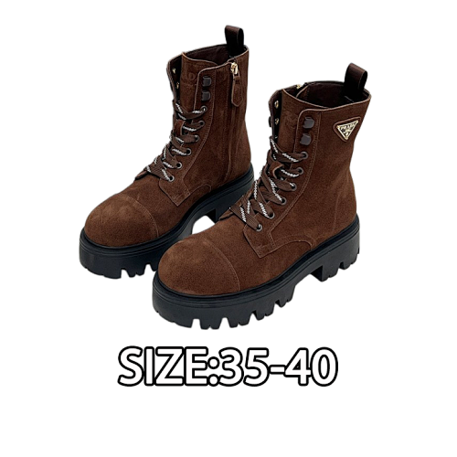 Prada Collection Classic Triangle Logo Platform Combat Boots. Featuring A Dual Lace-up And