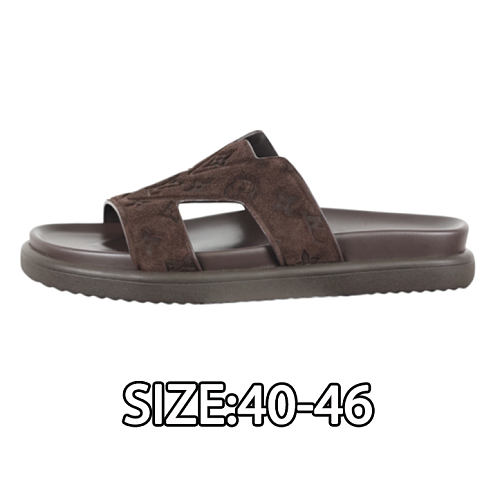 Louis Vuitton Round-toe Flat Mules Flip-flops Men's Brown