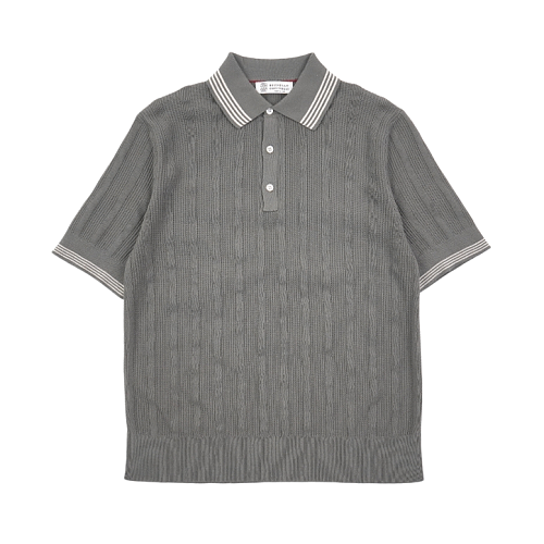 Color-block Vertical Stripe Collar Polo Short Sleeve