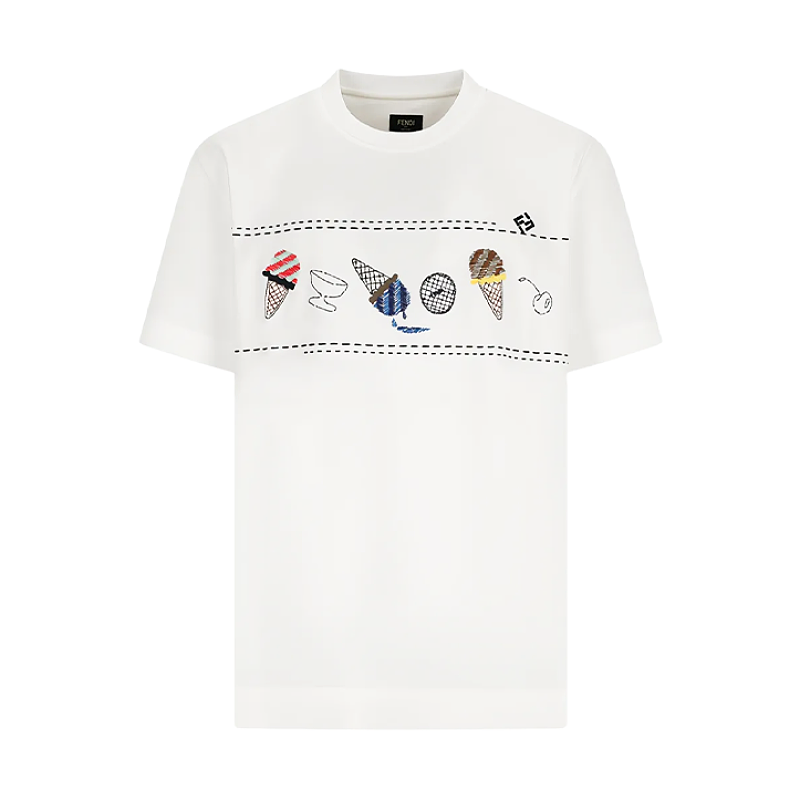 Line Ice Cream Embroidered Short Sleeve