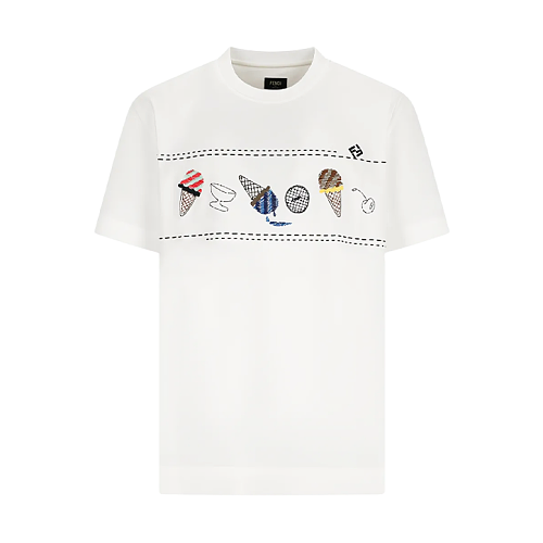 Line Ice Cream Embroidered Short Sleeve