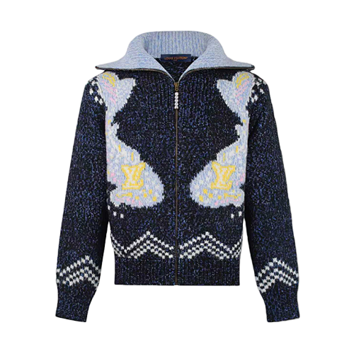Zippered Knitted Waist Jacket Fish Sweater