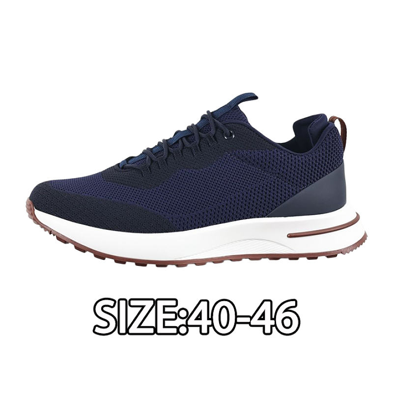 Cowhide Mesh Flat Lace-up Sneakers Blue And White