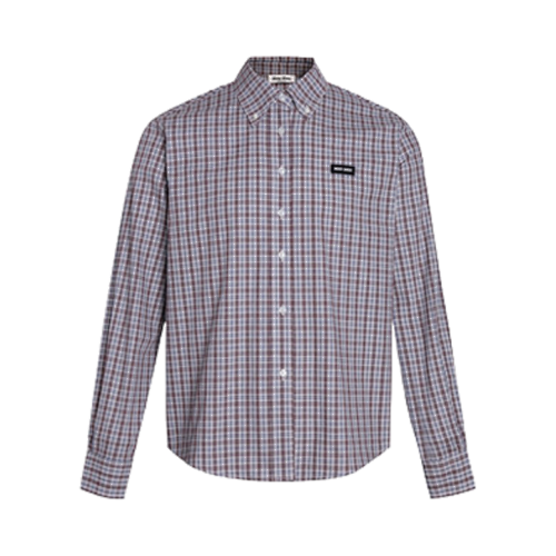 Miu Miu 37 Check Cotton Long-sleeved Shirt