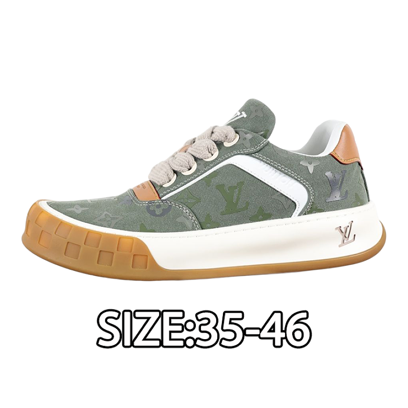 Cowhide Leather Biscuit Shoes Matcha Green Jacquard