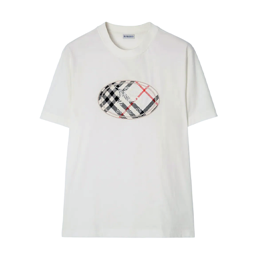 Short-sleeve Shirt With Circular Plaid Knight Horse Embroidery