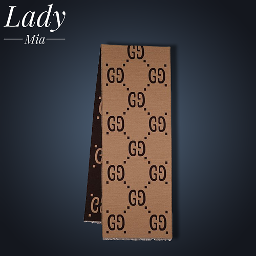 Gucci Gucc-I Cashmere Scarf Brown Beige