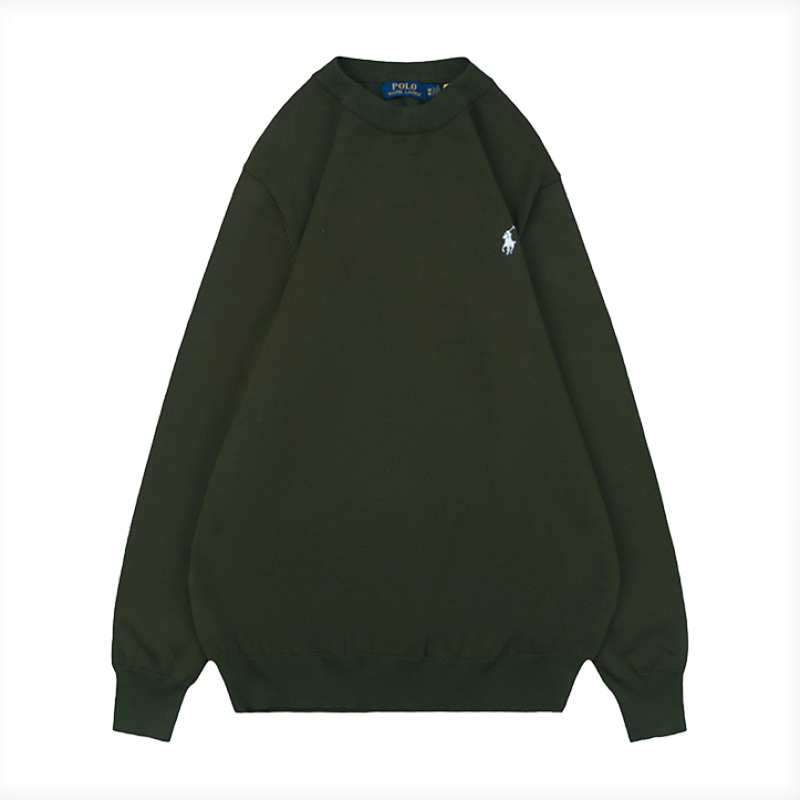 RL 25Fw Pony Logo Crew Neck Sweater - Army Green