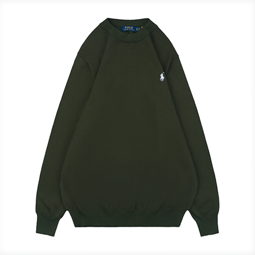 RL 25Fw Pony Logo Crew Neck Sweater - Army Green