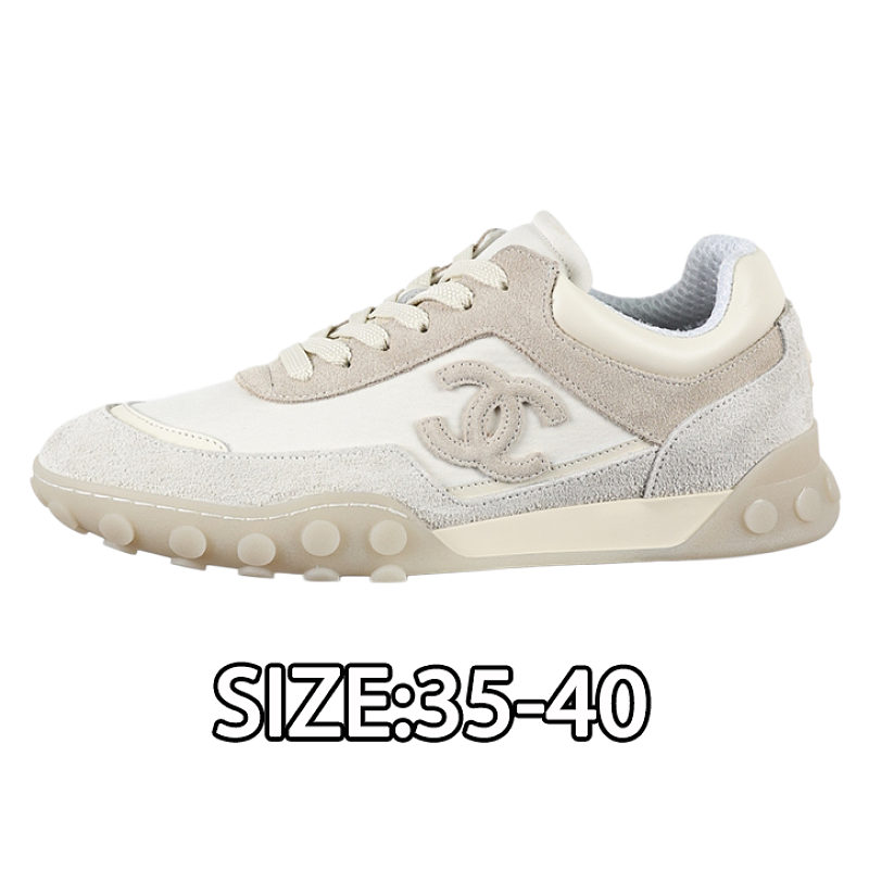Calfskin & Suede Round-Toe Lace-Up Casual Shoes White