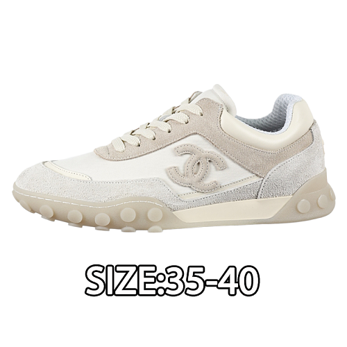 Calfskin & Suede Round-Toe Lace-Up Casual Shoes White