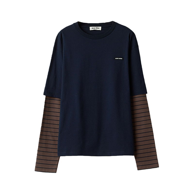 Striped Faux Two-piece Long-sleeved Sweatshirt