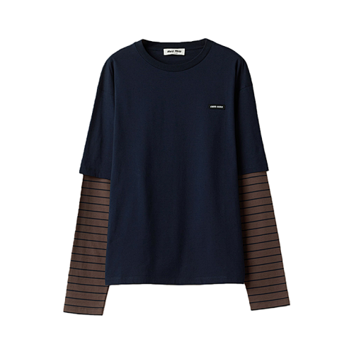 Striped Faux Two-piece Long-sleeved Sweatshirt